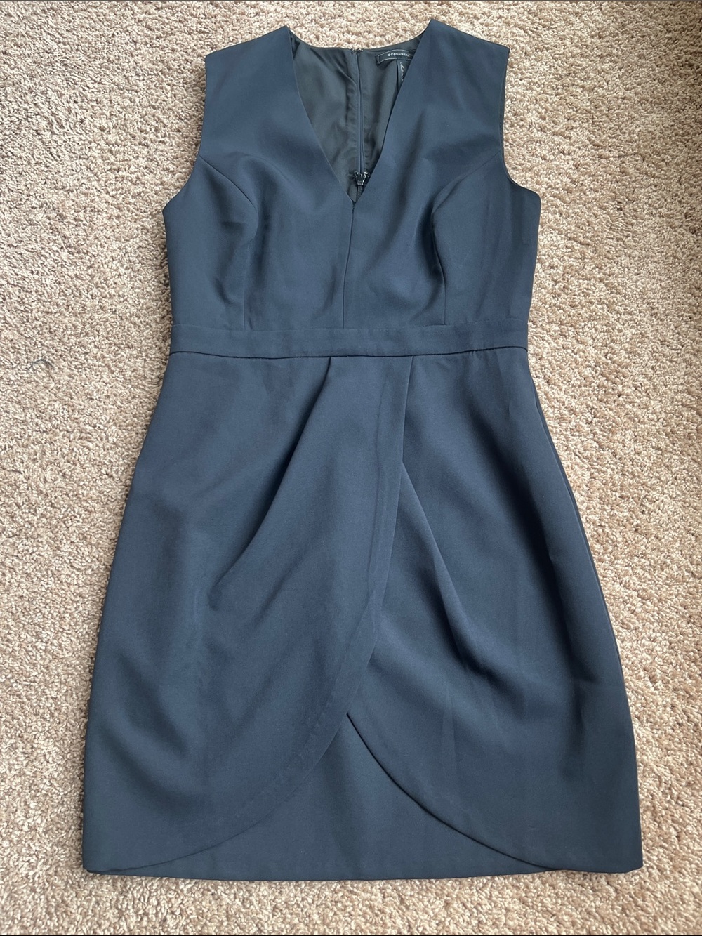 BCBG Black Tulip-Front Sleeveless Sheath Dress - Size 8